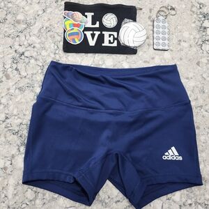 Adidas Girls Navy Performance Shorts With "Love Vollyball" Accessories